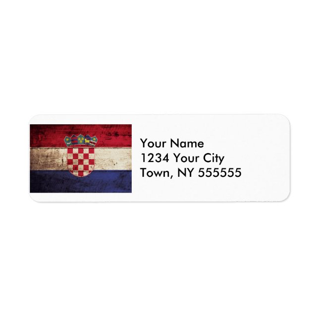 Étiquette Croatia Flag on Old Wood Grain (Devant)