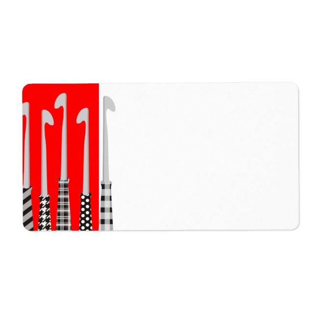 Étiquette crochet couleur personnalisée crochets motif noir  (Devant)