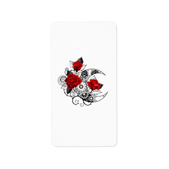 Étiquette Croissant mécanique avec roses rouges (Devant)