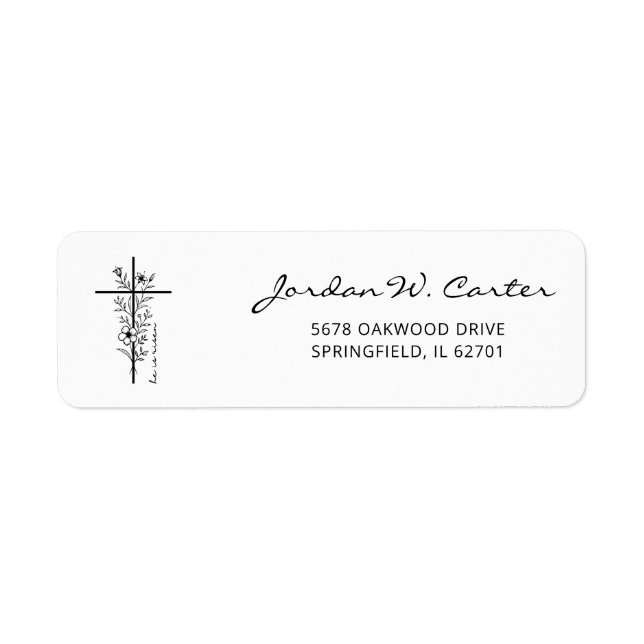 Étiquette Croix de Pâques Il est ressuscité Minimal Noir (Devant)