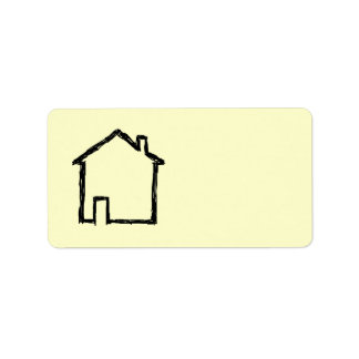 Étiquette Croquis de maison. Noir et Crème.