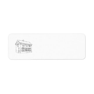 Étiquette Croquis d'une vieille maison, avec des éclats.