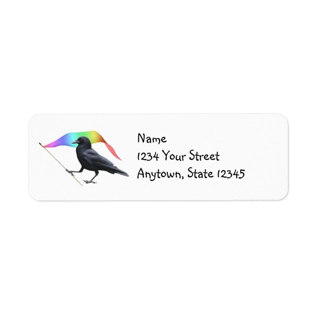 Étiquette Crow with Rainbow Flag Return Address Labels (Devant)