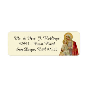 Étiquette Cru catholique religieux de Vierge Marie Jésus