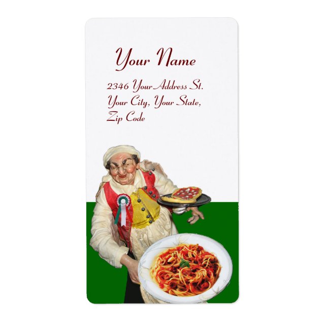 Étiquette CUISINE ITALIENNE rouge vert blanc (Devant)