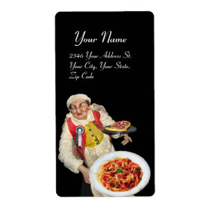 Étiquette CUISINE ITALIENNE rouge vert blanc noir