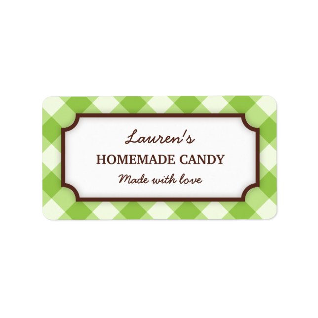 Étiquette Cuisine motif verte en vichy cuire à la conserve (Devant)