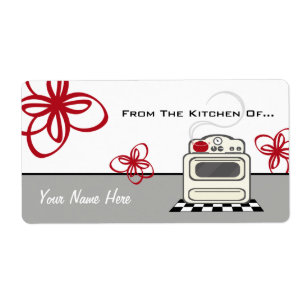 Étiquette Cuisine Rouge Rétro Cuisine De...