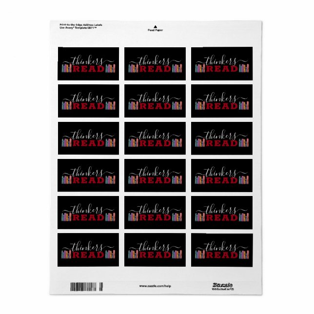 Étiquette Cuisinier Penseurs enseignant Lire les livres Tabl (Feuille entière)