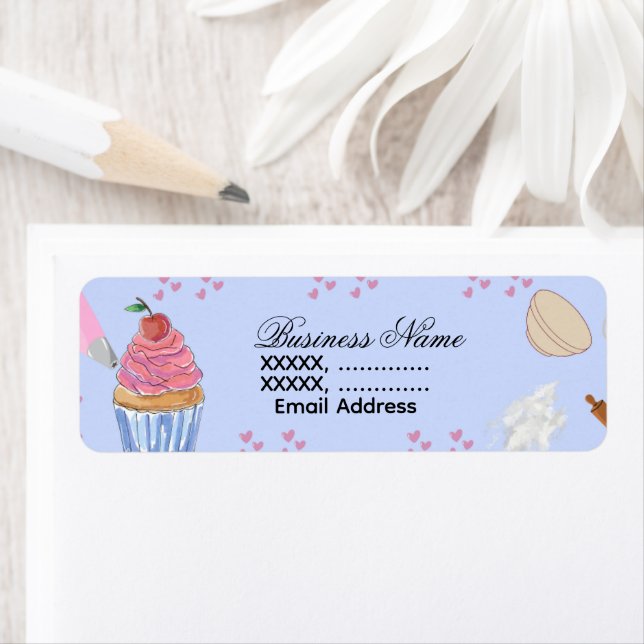Étiquette Cupcake Bakery Return Address Labels (En situation)
