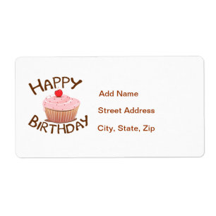 Étiquette Cupcake Joyeux anniversaire