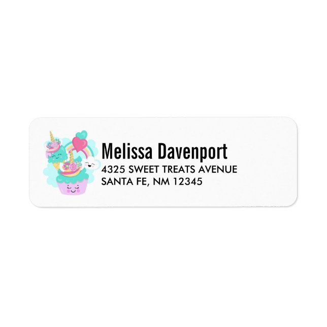 Étiquette Cupcake mignonne et crème glacée joyeuse (Devant)