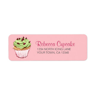 Étiquette Cupcake vert sur l'étiquette d'adresse de retour r