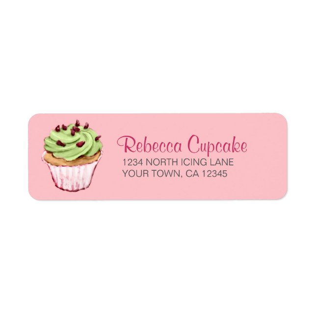 Étiquette Cupcake vert sur l'étiquette d'adresse de retour r (Devant)