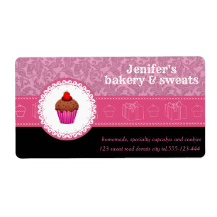 Étiquette cupcakes vintages et cookies damask rose