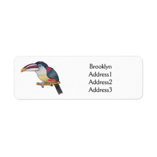 Étiquette Curl crested aracari bird cartoon
