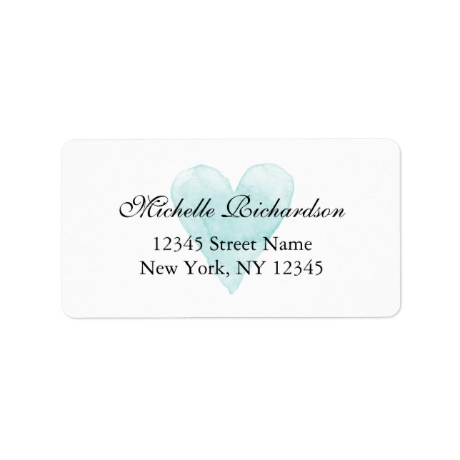 Étiquette Custom aqua blue watercolor heart address labels (Devant)