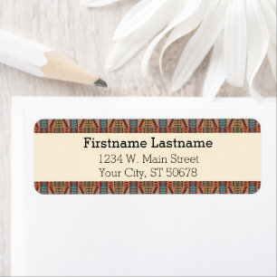 Étiquette Custom Brown Rouge Terracotta Turquoise Blue Mosai