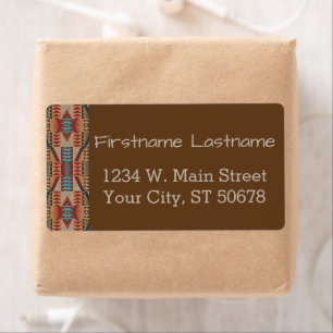 Étiquette Custom Brown Rouge Terracotta Turquoise Blue Mosai