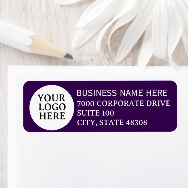Étiquette Custom Business logo Minimal Mono Return Address (En situation)
