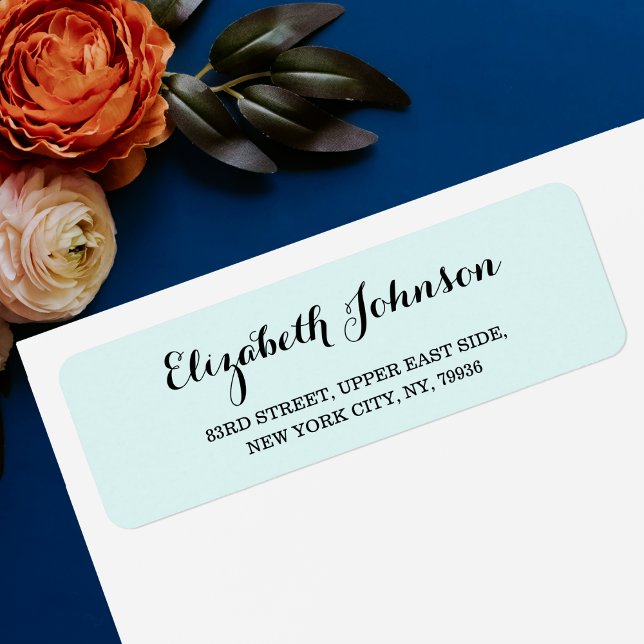 Étiquette Custom Elegant Turquoise Aqua Blue Adresse de reto (Custom Elegant Turquoise Aqua Blue Return Address Label)