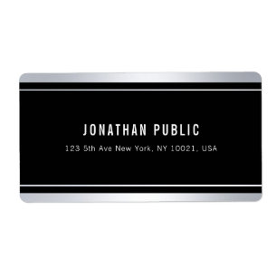 Étiquette Custom Faux Argent Noir Moderne Elégant Livraison