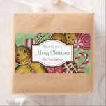 Étiquette Custom Gingerbread Christmas Labels<br><div class="desc">A gingerbread boy and an assortment of Christmas cookies decorate this cute holiday label. Personalize this label by changing the text. Use these cute gingerbread Christmas cookie labels for Christmas gifts,  gift bags,  crafts,  food containers,  kitchen items,  etc... .The design is from original art.</div>