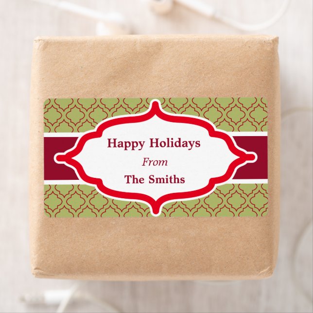 Étiquette Custom Green Holiday Labels (En situation)