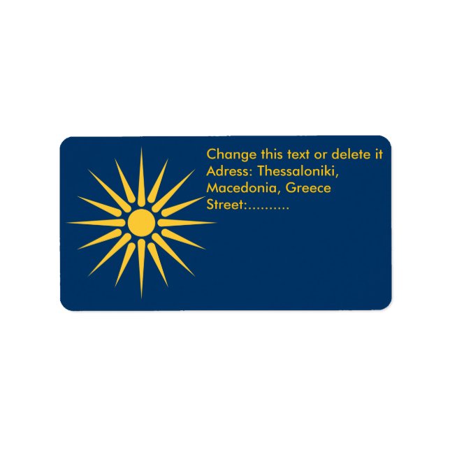 Étiquette Custom Label with Flag of Macedonia, Greece (Devant)