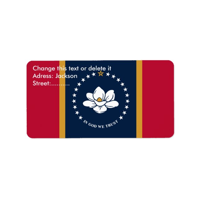 Étiquette Custom Label with Flag of Mississippi, USA (Devant)