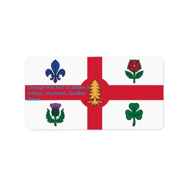 Étiquette Custom Label with Flag of Montreal, Canada (Devant)