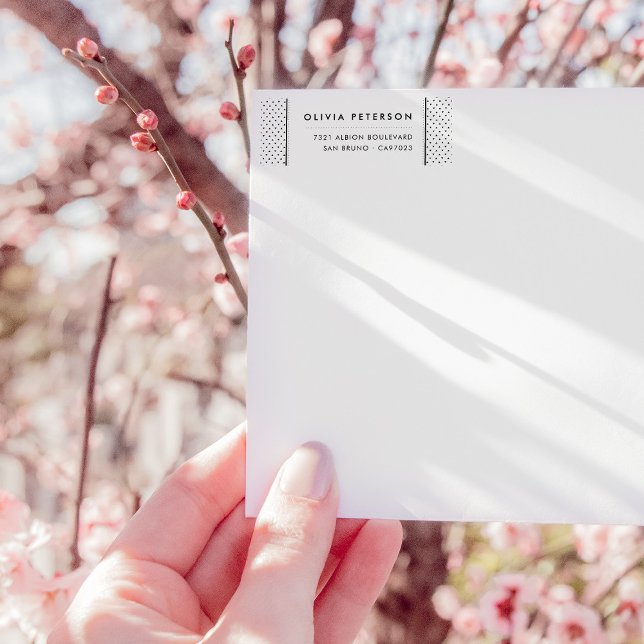 Étiquette Custom Modern B&W Motif géométrique Adresse de ret (Créateur téléchargé)