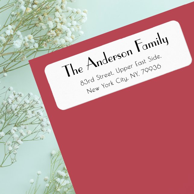 Étiquette Custom Modern Elegant Simple White Adresse de reto (Custom Modern Elegant Simple White Return Address Label)