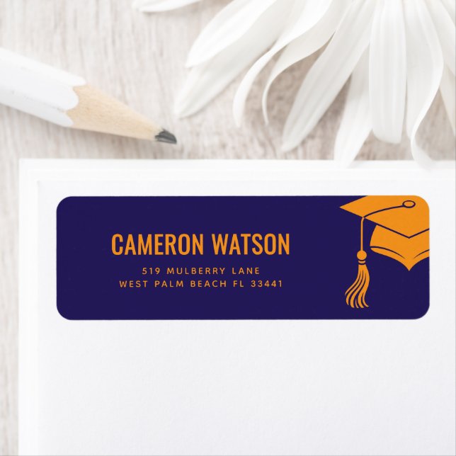 Étiquette Custom Modern Grad Hat and Tassel Graduation (En situation)