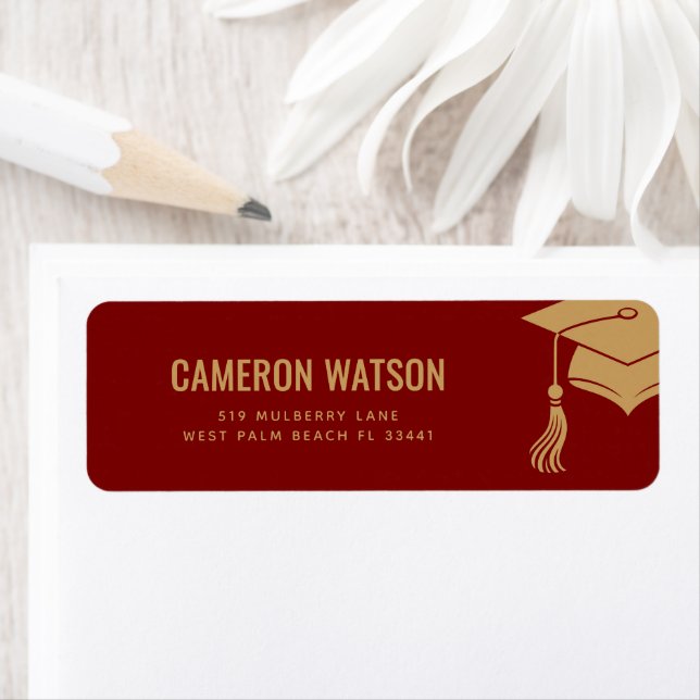 Étiquette Custom Modern Grad Hat and Tassel Graduation (En situation)