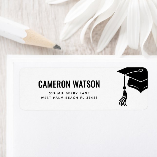 Étiquette Custom Modern Grad Hat and Tassel Graduation (En situation)