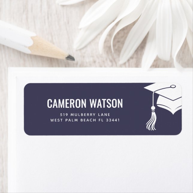 Étiquette Custom Modern Grad Hat and Tassel Graduation (En situation)