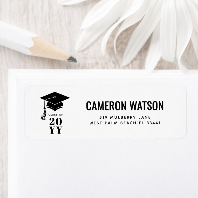 Étiquette Custom Modern Hat and Tassel Graduation (En situation)
