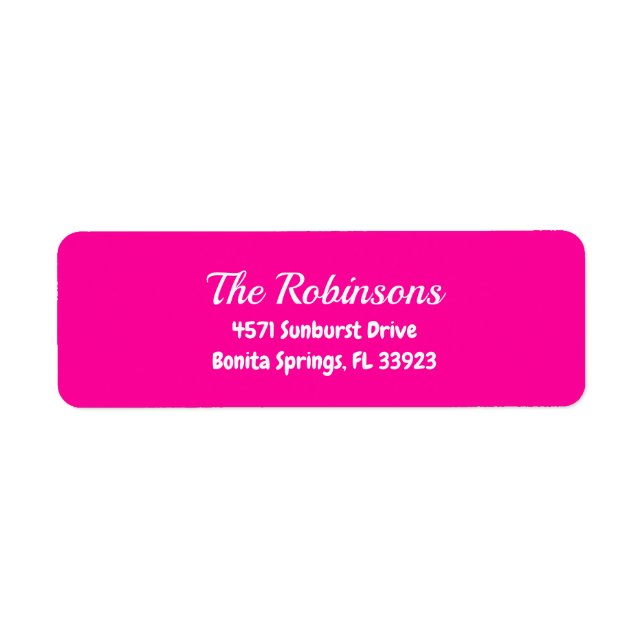 Étiquette Custom Modern Stylish Neon Pink Address Label (Devant)