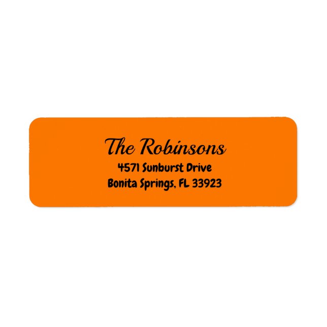 Étiquette Custom Modern Stylish Safety Orange Address Label (Devant)