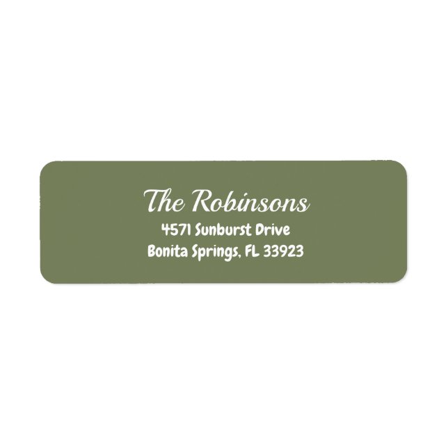 Étiquette Custom Modern Stylish Sage Green Address Label (Devant)
