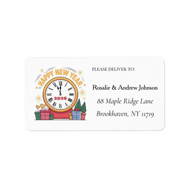 Étiquette Custom New Year's Eve Count Down Clock Address  (Devant)