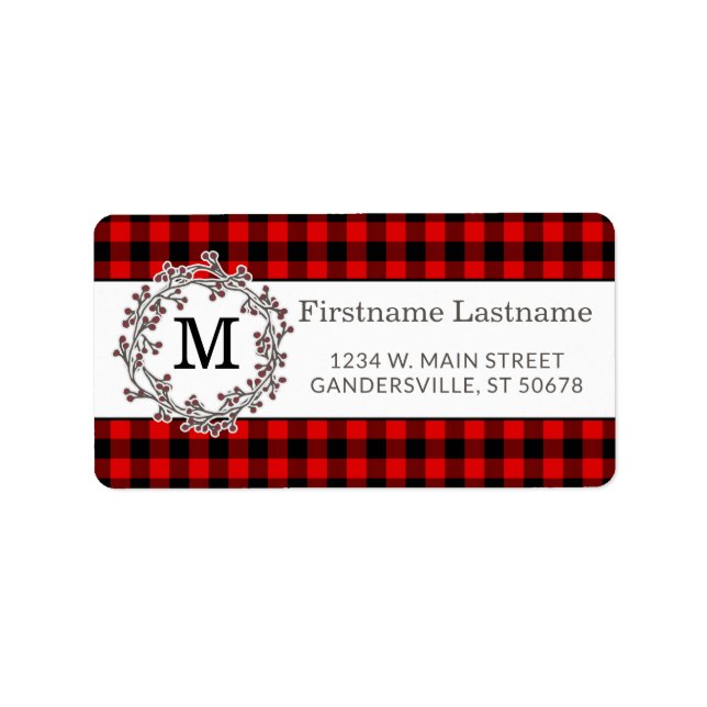 Étiquette Custom Red Black Country Check Return Address (Devant)