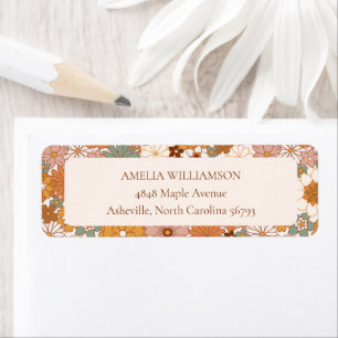 Étiquette Custom Retro Terracotta Boho Floral Adresse de ret