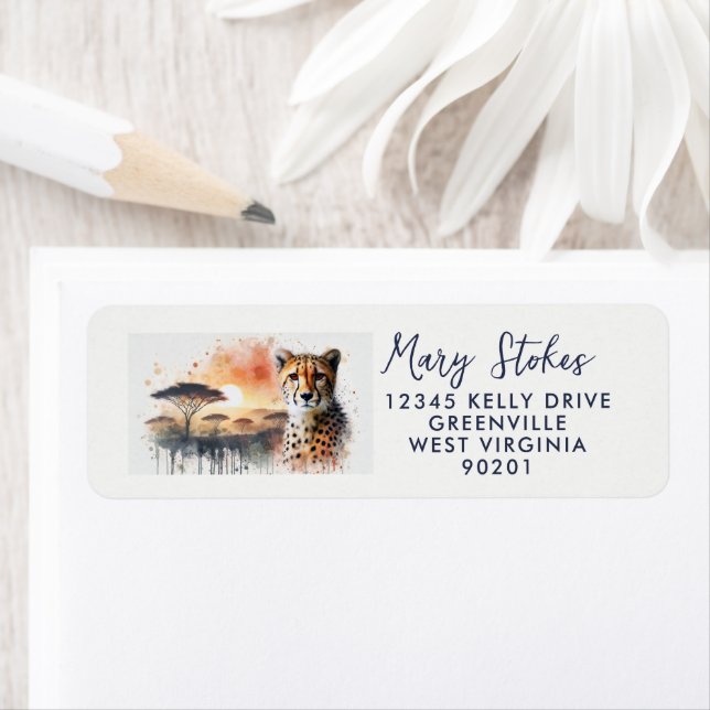 Étiquette Custom Return Address Envelope | Cheetah Big Cat  (En situation)