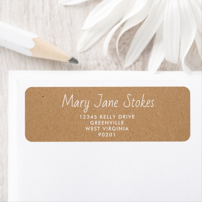 Étiquette Custom Return Address Envelope | Kraft Brown  (En situation)