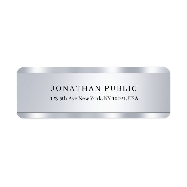 Étiquette Custom Text Elegant Modern Silver Return Address (Devant)