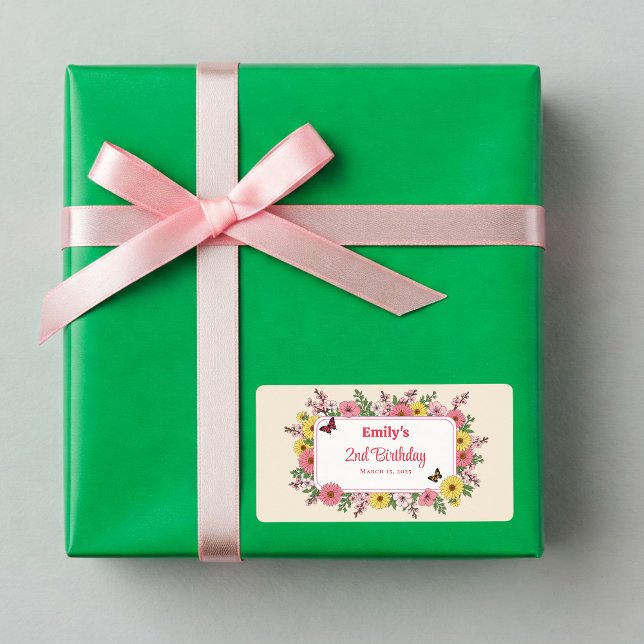 Étiquette Customizable Birthday Party labels with Flowers (Créateur téléchargé)