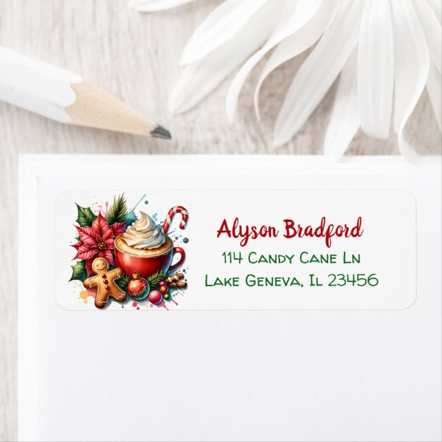 Étiquette Cute aquarelle Chaud cacao, Sucres de canne et coo (En situation)