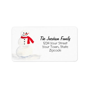 Étiquette Cute Aquarelle Snowman Holiday Big Return Adresse